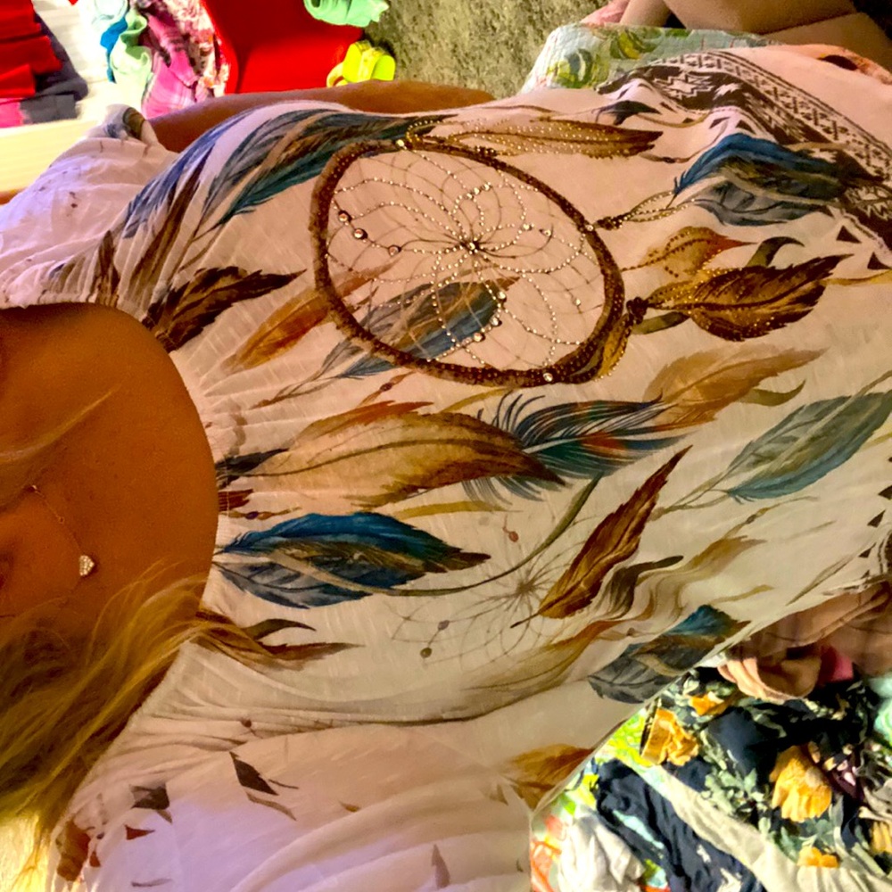 Ladies Big Bang off shoulder dream catcher print